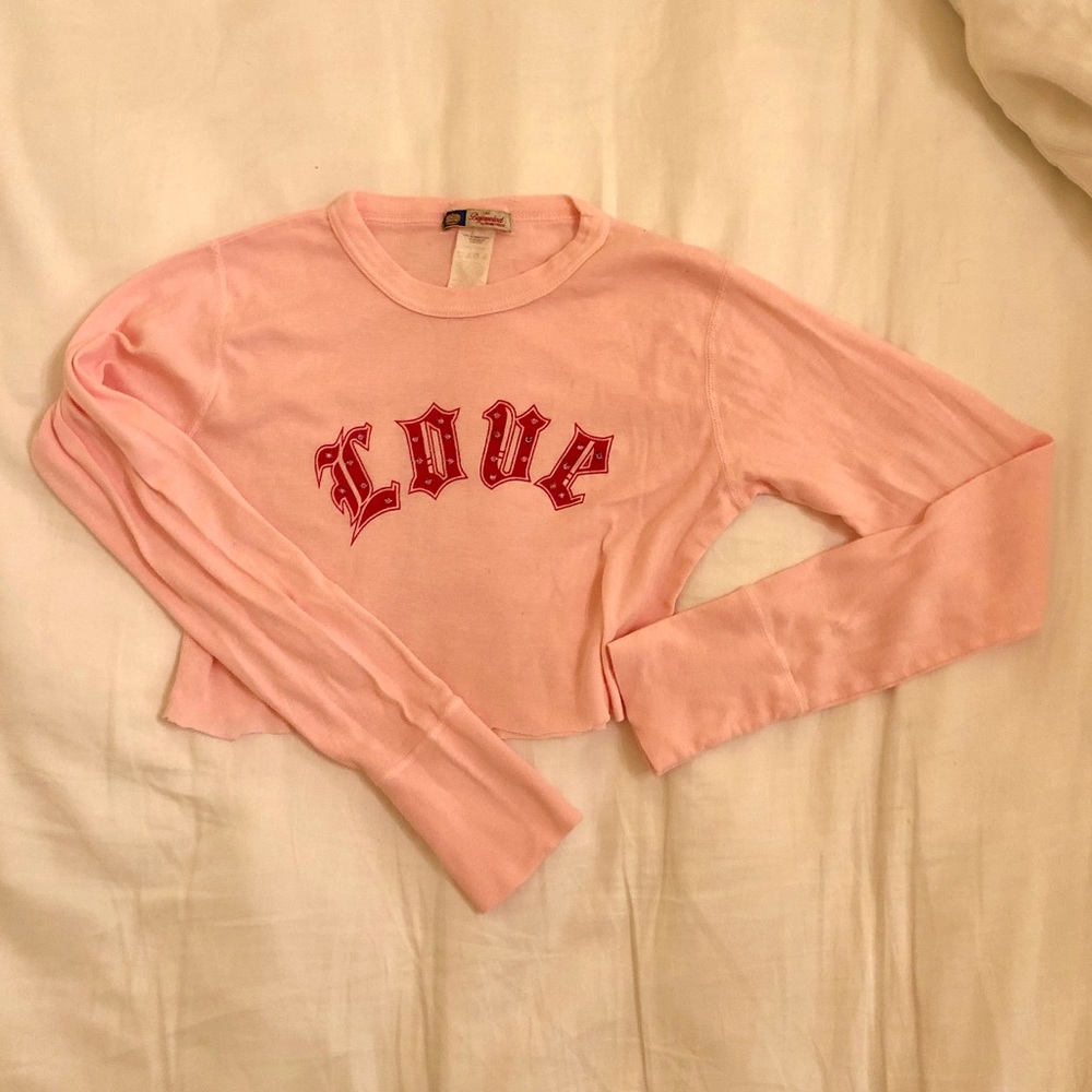 Cropped Bejeweled by Susan Fixel LOVE shirt